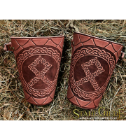 A Pair Leather  Bracers  Othala Rune Celtic Vikings Nordic Amulet with Scale design 